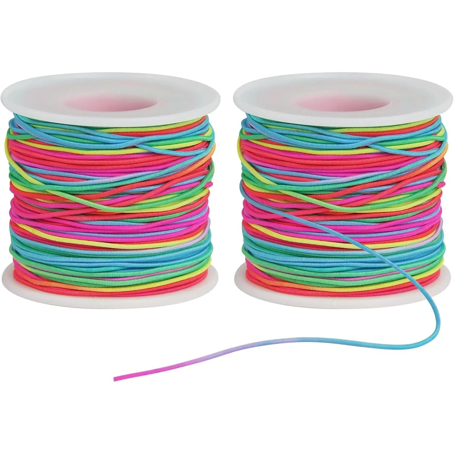 2 Rolls 1MM Rainbow Elastic Bracelet String Cord | Elastic Thread for Bracelets, Clay Beads, Necklaces, Sewing &  Crafts, Sturdy & Easy to Use