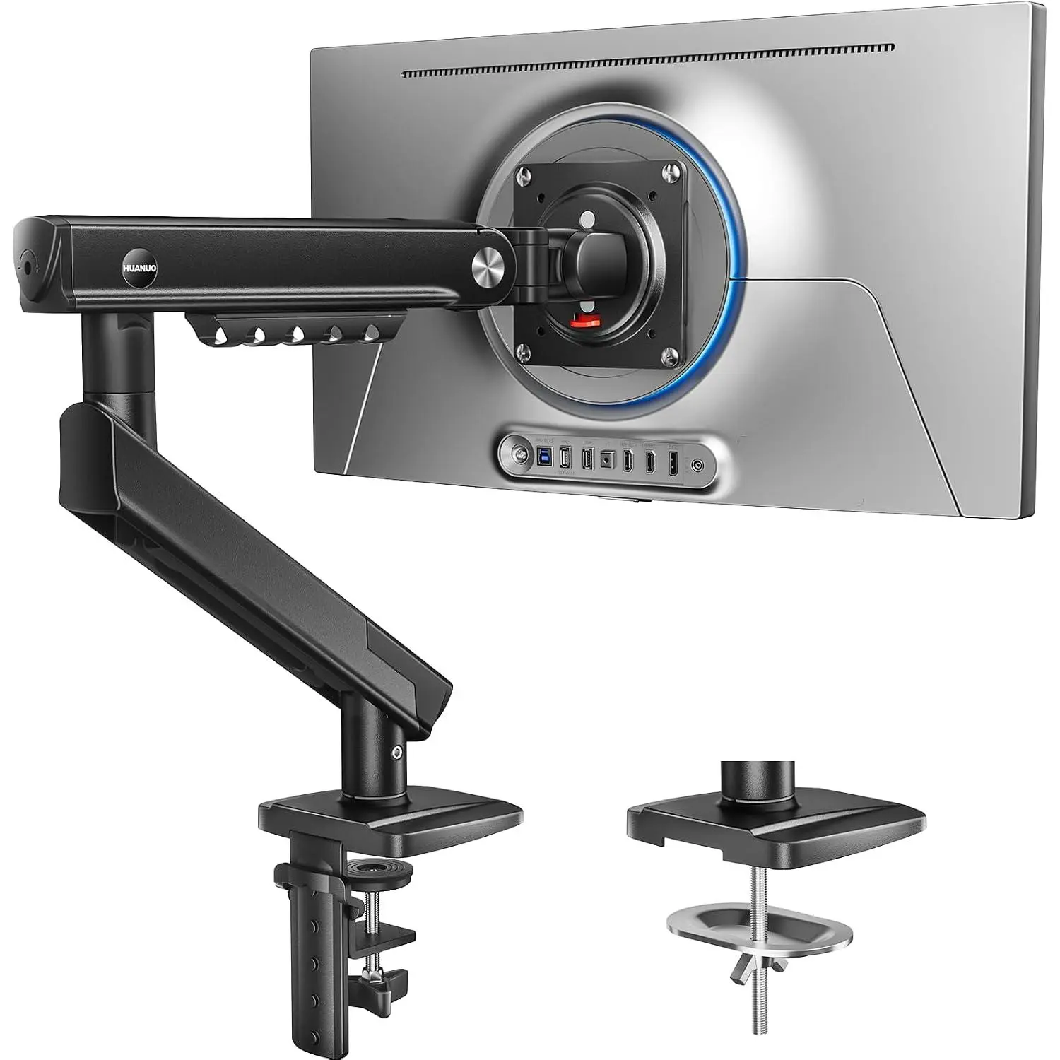 FlowLift™ Pro  Arm for 13–32" Screens, MechaSpring  Mount, Fully-Adjustable  Stand with Tilt/Swivel/Rotation, Tool-Free VESA Mount, C-Clamp/Grommet Base, Max Load 19.8 lbs