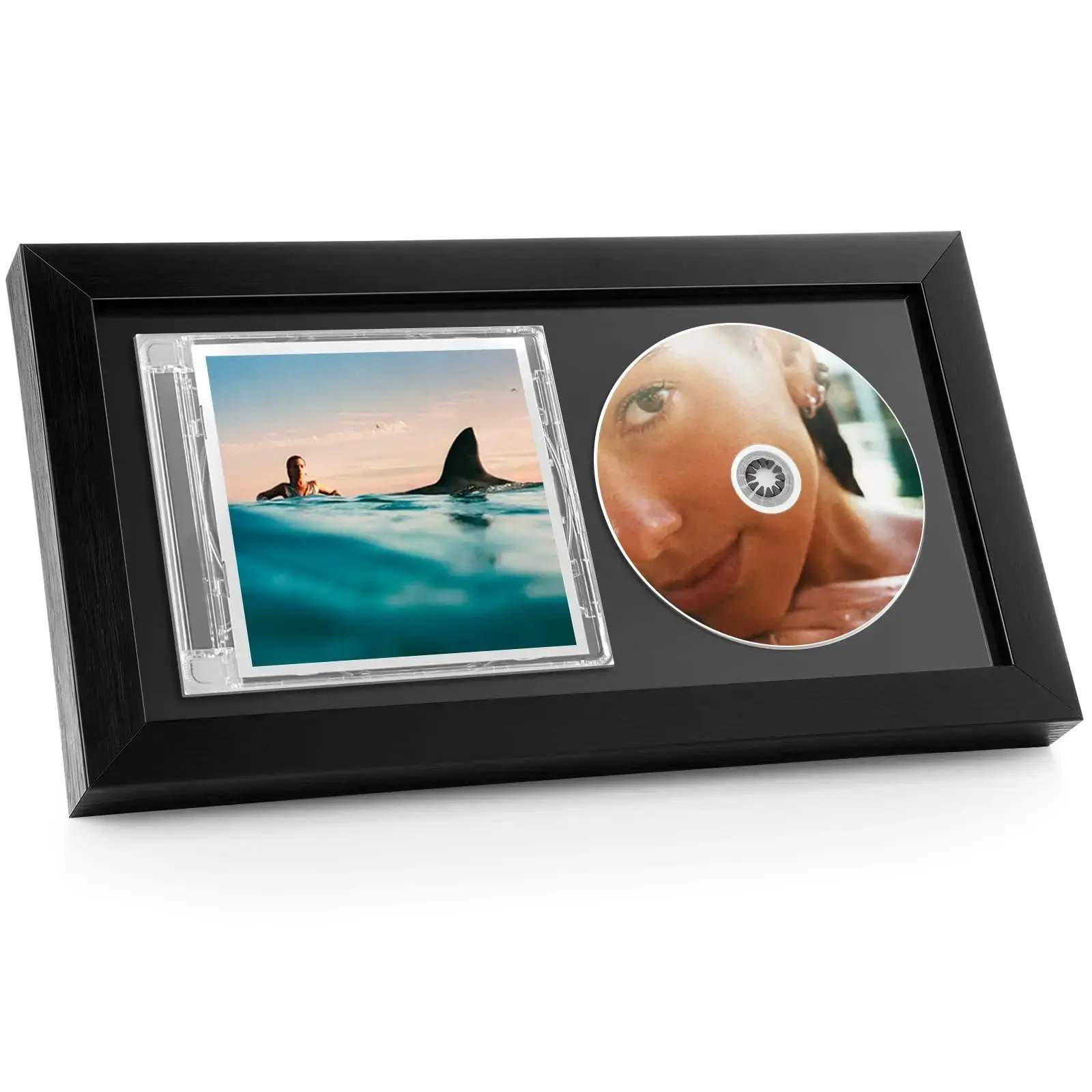 Vinyl Record Frame, 8x16 CD Storage Display Case, Wooden Album Cover Holder, Ps Dust Proof, Includes Random Photo Paper