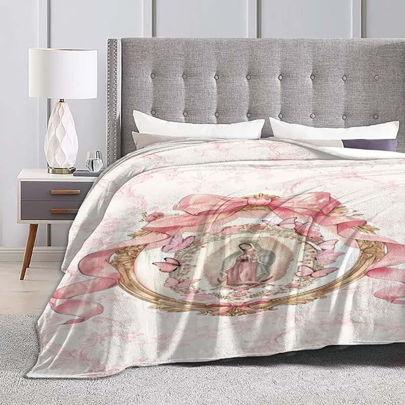 Our Lady of Guadalupe Print Fleece Blanket, 100% Soft Plush Fabric, Contemporary Style Throw, Soft Winter Blanket for Home, Travel, and All Seasons
