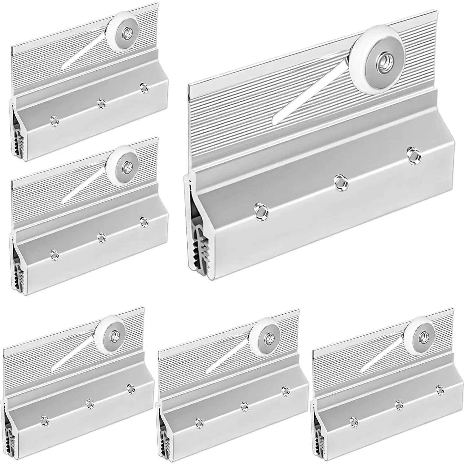 6 count M6053 Frameless Glass Shower Door Top Roller Bracket | 3/4" Ball Bearing Plastic Wheel,  Chrome Finish,  for 1/4" Thick Sliding Glass Shower Doors