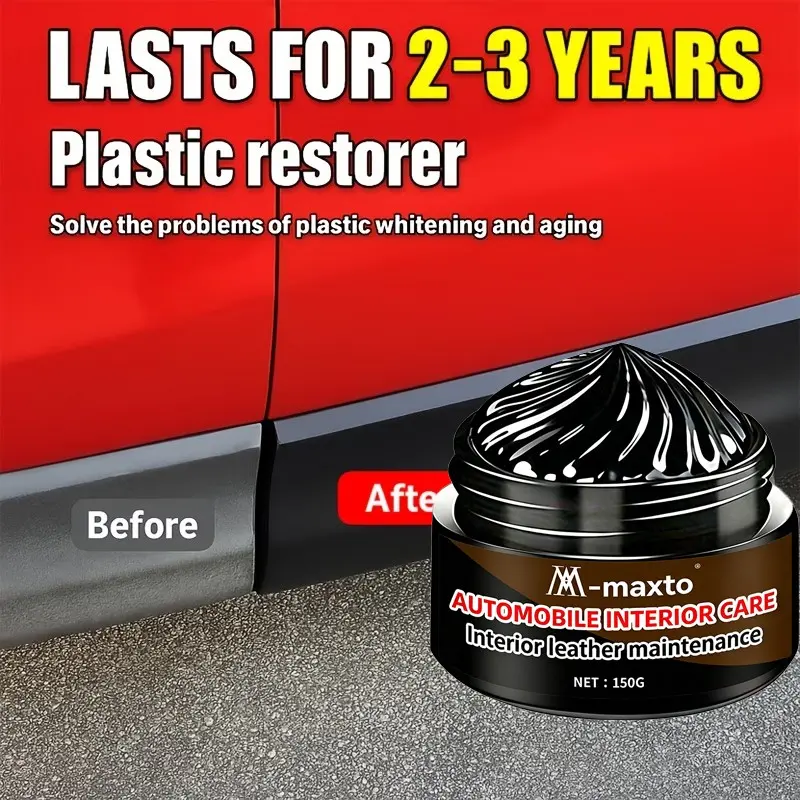 150g Car Interior Maintenance Cream, Leather & Plastic Dashboard Renovation Paste, Anti-Fading Anti-Crack Nourishing Polish for Car Seats Door Panels, Revives Worn Surfaces