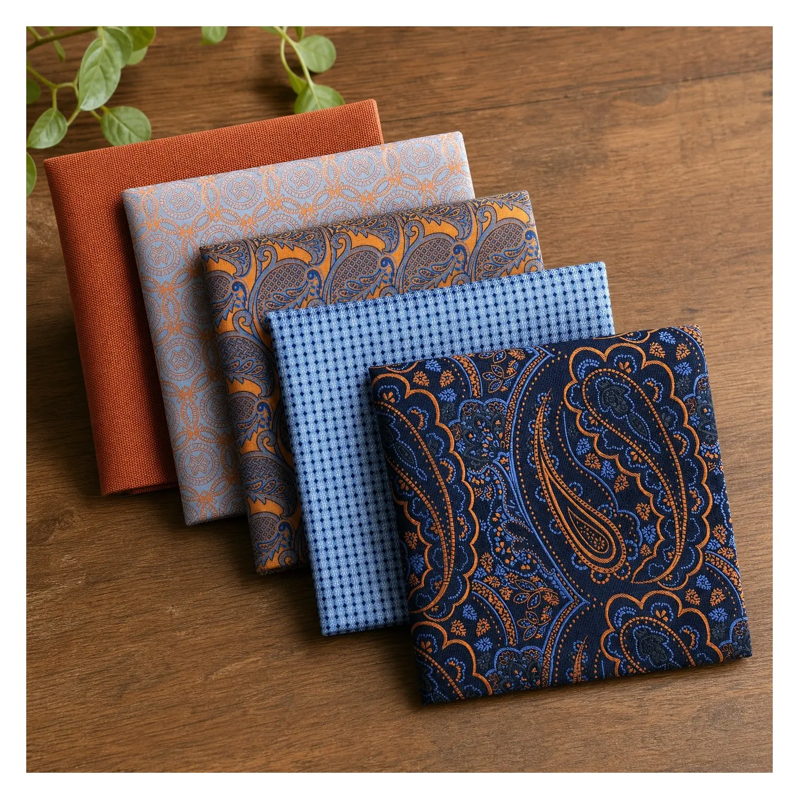 5-Piece Assorted Men's Silk Pocket Square Set - Elegant Handkerchiefs for Suits & Formal WearGift