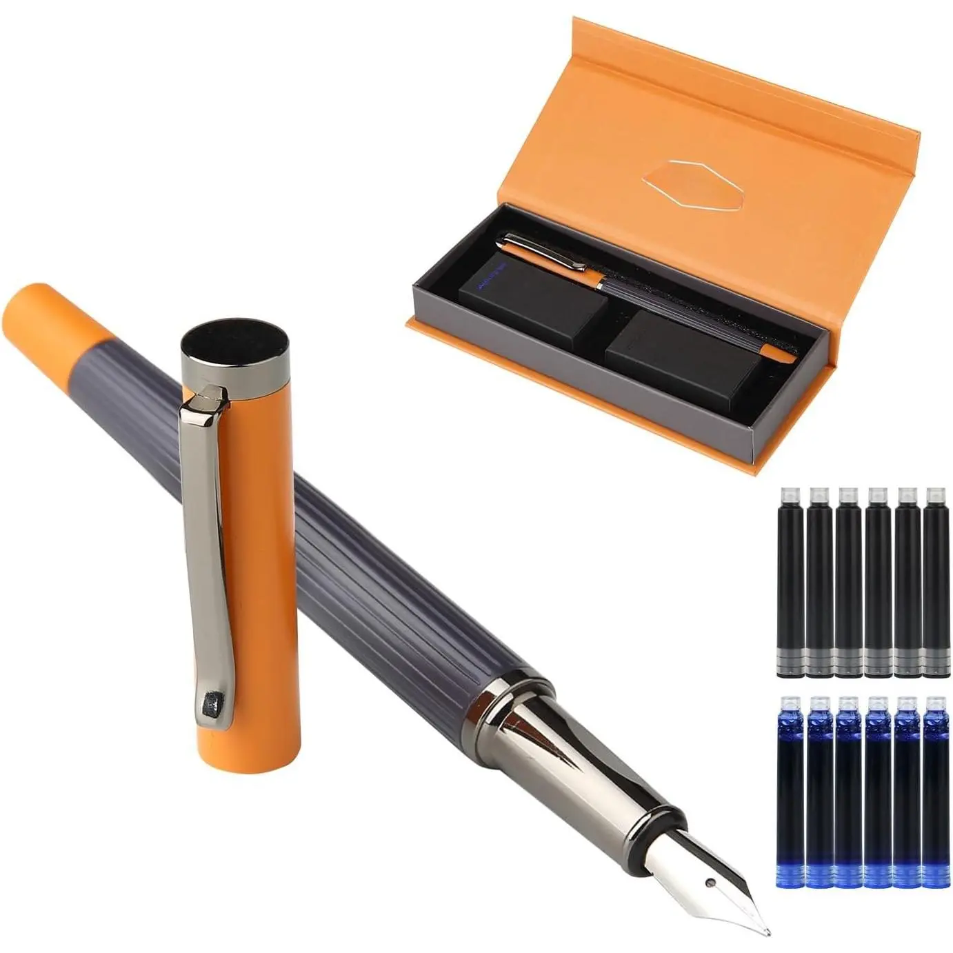 Fountain Pen Set – Fine Nib with 12 Ink Cartridges and Ink Refill Converter, Pen  Set for Writing Journaling Calligraphy– MU-12