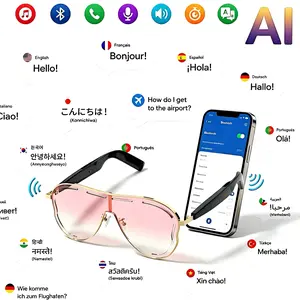AI Bluetooth smart glasses, Multifunctional smart glasses, supporting APP translation in multiple languages, UV protection, automatic in ear detection switch, sun protection sunglasses, sweat proof, travel, navigation, cycling, business