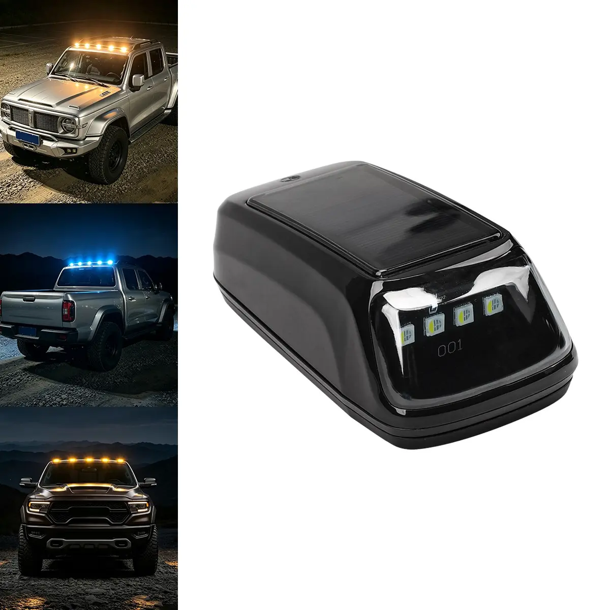 Upgraded Solar Car Warning Light | APP & Remote Control Anti-Collision RGB Light, Led For Car, Vibration Mode, 8 Color Modes, No Drill No Wiring Strobe Lamp, Universal Pickup Truck SUV Night Safety Light