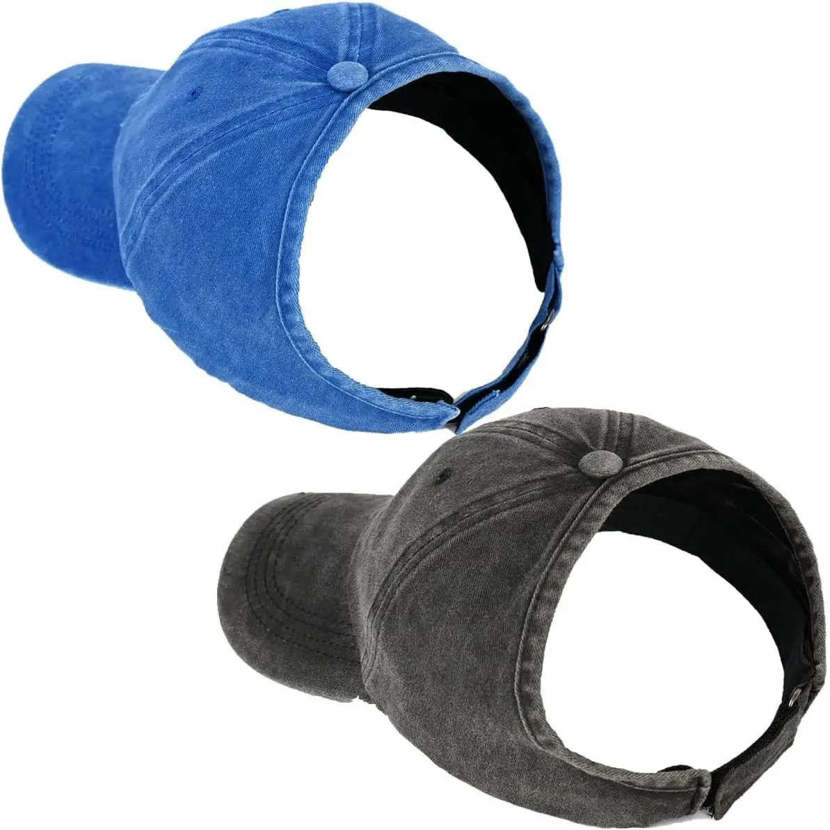 2 Pack Backless Baseball Cap for Women Natural Curly Hair Afro Puff Ponytail Hat(Gift)