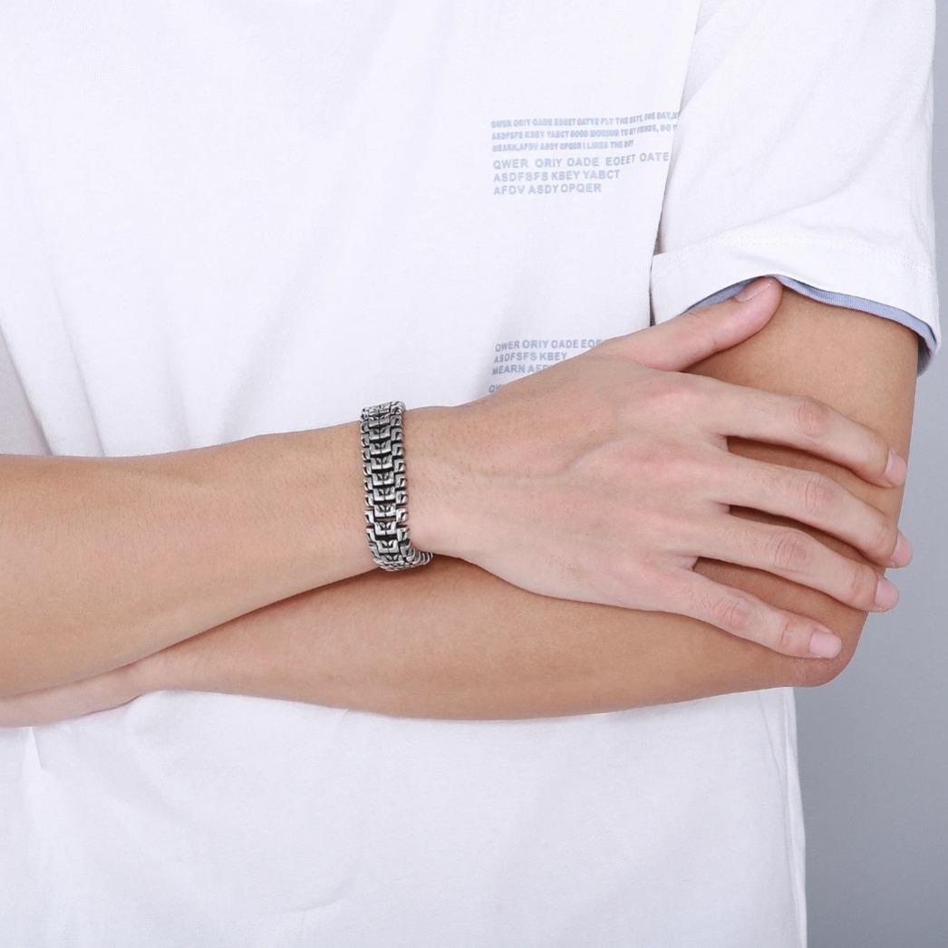 Vintage Carved Cuban Link 16mm Wide Bracelet for Men, Retro Engraved Stainless Steel Wrist Chain, Punk Rock Biker Jewelry Gift Vintage Carved Cuban Link 16mm Wide Bracelet for Men, Retro Engraved Stainless Steel Wrist Chain, Punk Rock Biker Jewelry Gift