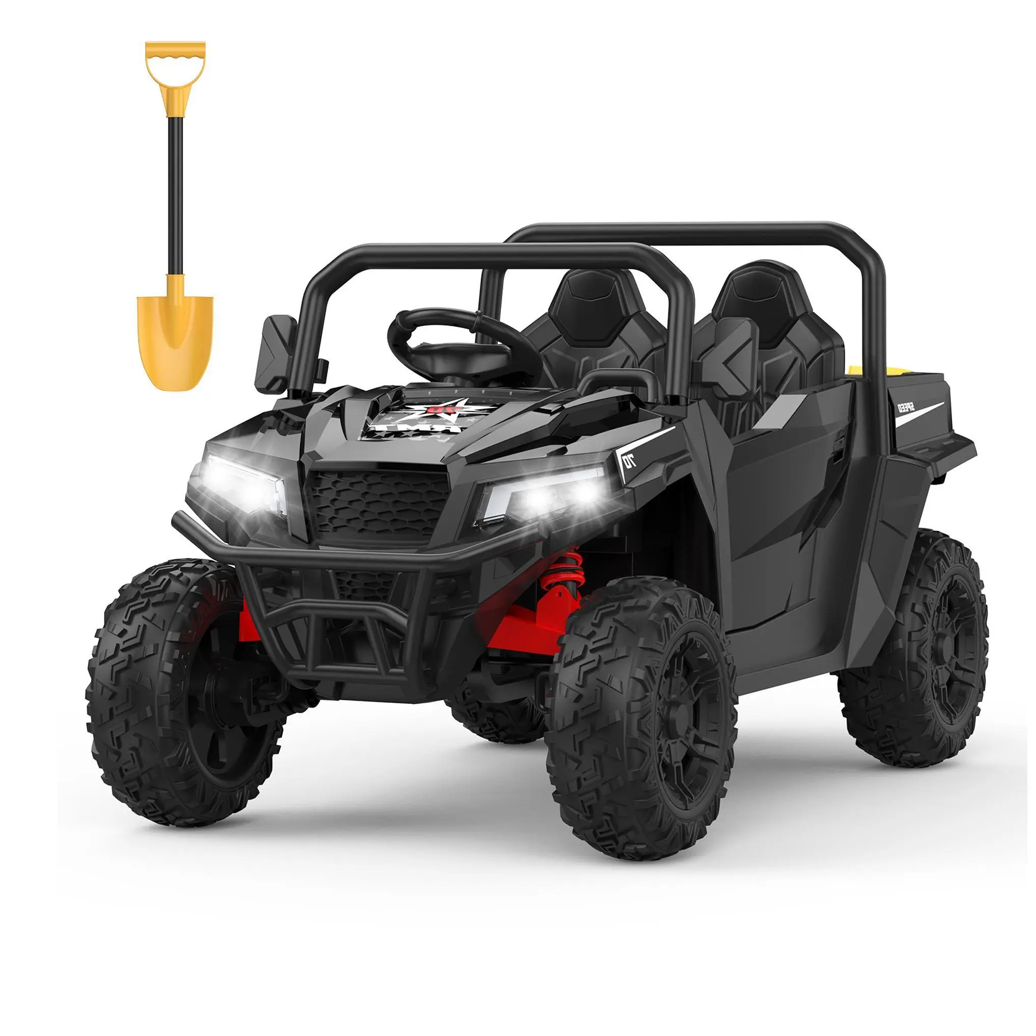 24V 4WD Electric Dump Truck Ride-On Toy for Kids Ages 3-8, 800W 2-Seater with Working Dump Bed, Shovel, Parent Remote, Key Start, LED Lights, 135lbs Capacity, Outdoor Fun for Boys/Girls, Heavy Duty Birthday Gift