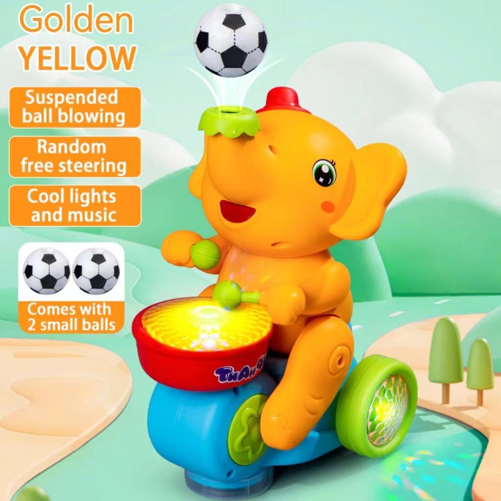 Electric Elephant Design Music Toy with Blowing Ball Function, Spinner Drumming Toy Musical Light Up with Music & Light, Fun Music Toy for Babies, Winter Gift