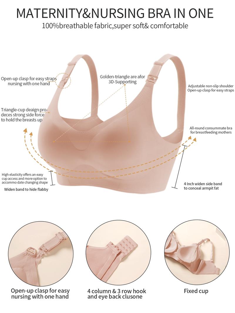 Maternity Solid Color Nursing Bra, Simple Removable Pads Pregnancy Bra, Maternity Underwear for All Seasons, Maternity Bras