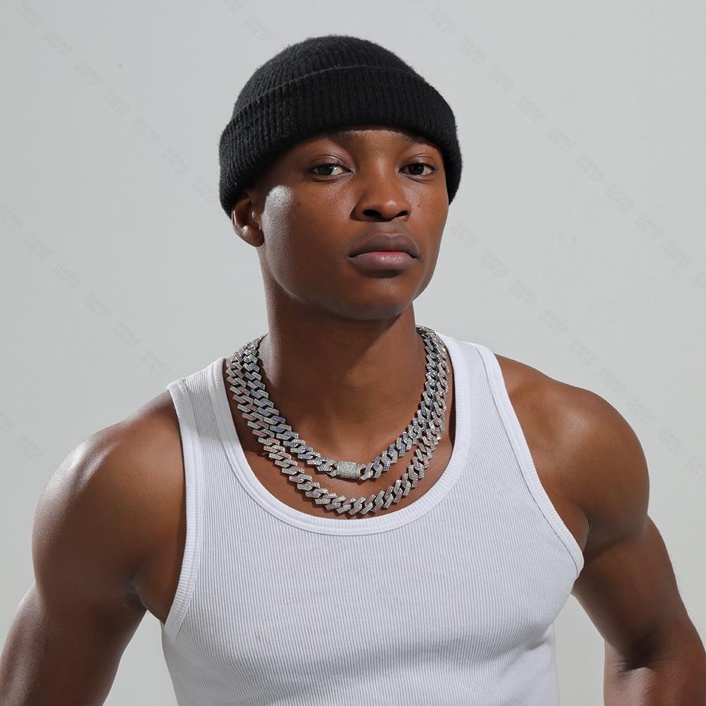 Classic Fashion Trend Men's Necklace 15mm Exaggerated Diamond Geometric Trendy Hip-hop Jewelry Large Gold Chain