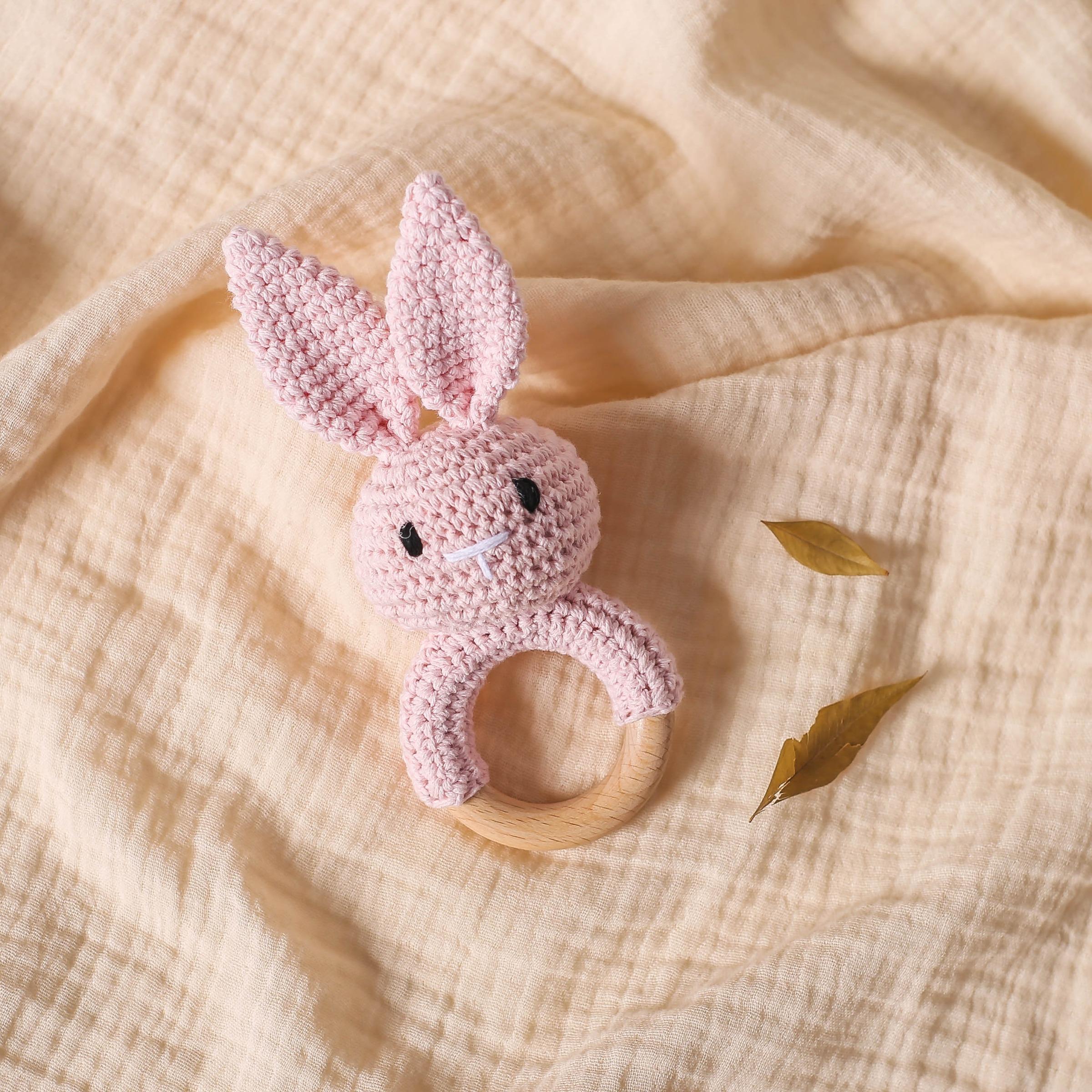 Cute Bunny Rabbit Rattle Toy for Newborn Babies, Handheld Baby Infant Soothing Toy, Perfect Gift for Easter, Must-Have for Moms