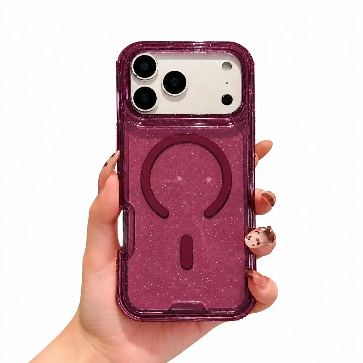 Transparent Shockproof Case for iPhone 18, 17 Pro, 17 Pro Max, 16, 15, 14, 13, 12, 11 - Colorful Bling Glitter, MagSafe Compatible Magnetic, 3X Military-Grade Protection, Durable, Wireless Charging Support