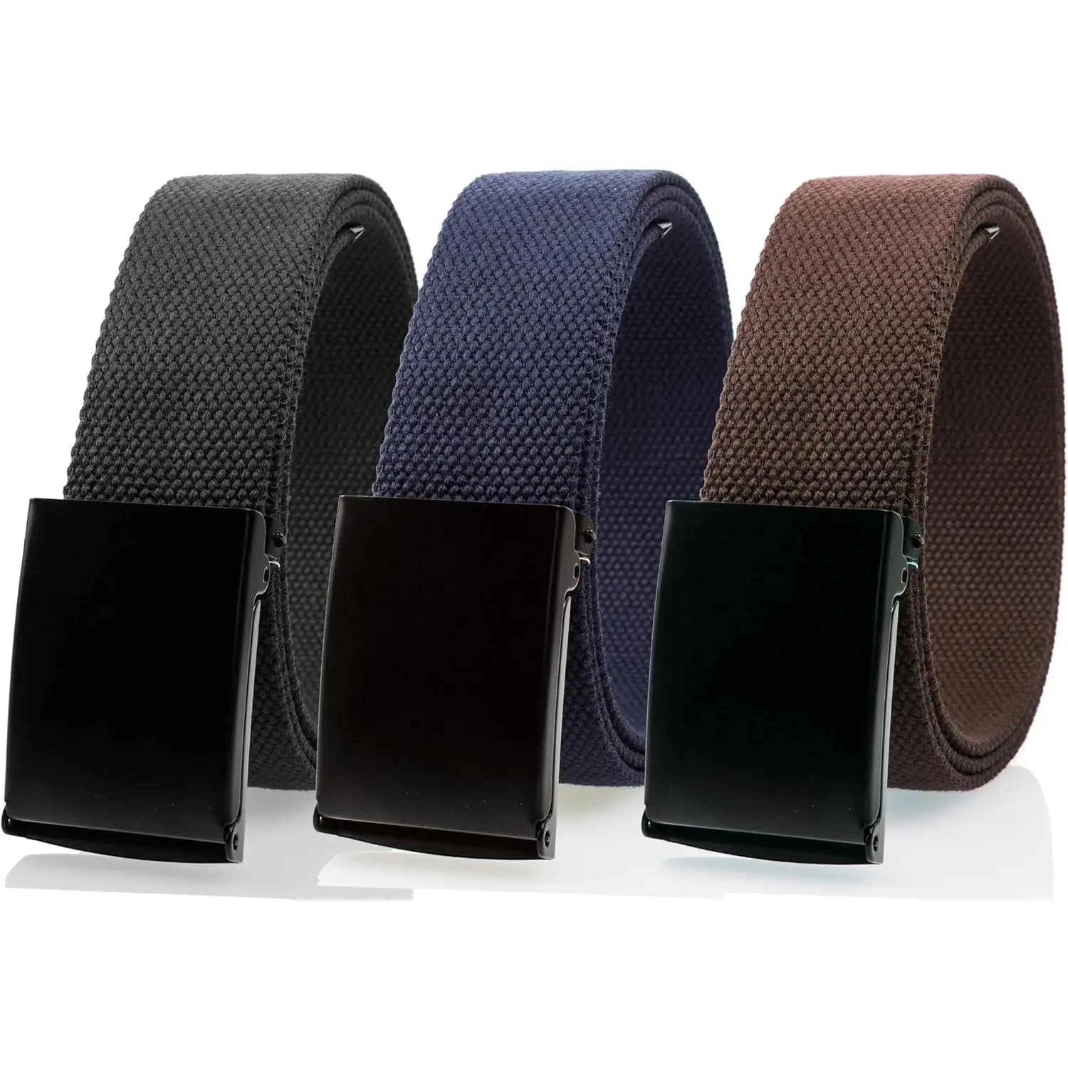 Fully Adjustable Canvas Web Belt with Black Flip Top Buckle 50'' Long