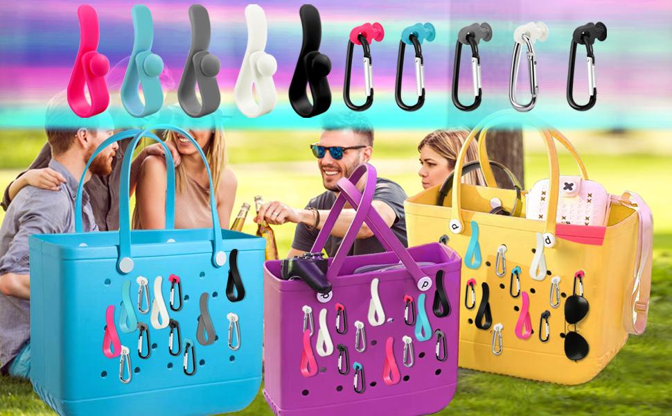 6Pcs Accessories Inserts Hooks for Bogg Bag, Carabiner Keychain, Key Holder Charms Compatible with Bogg Bags, Beach Bag Organizer