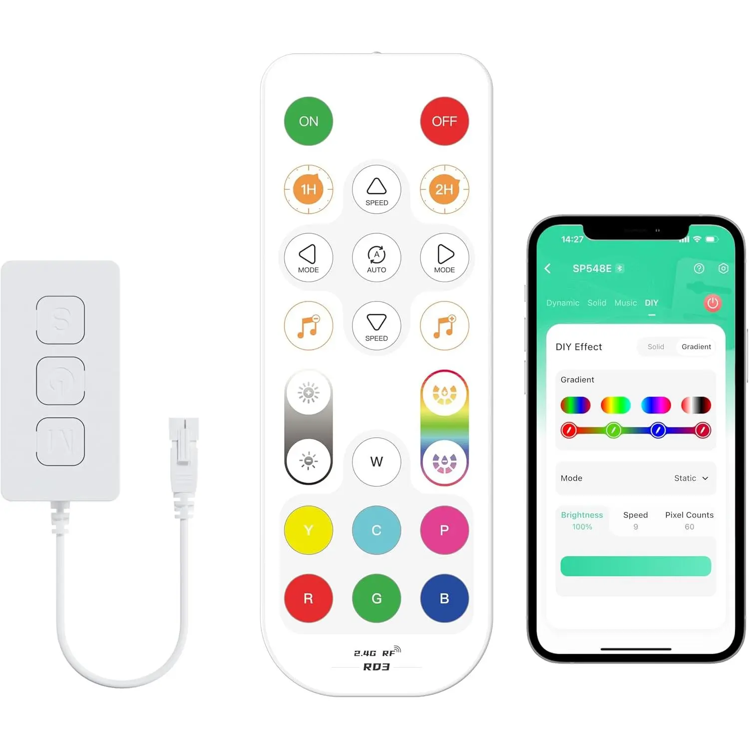 LED Controller with APP & RF Remote,  Sync, Compatible with Alexa/, for 5V-24V WS2811 WS2812 SM16703 Addressable Dream Color LED Strip Light