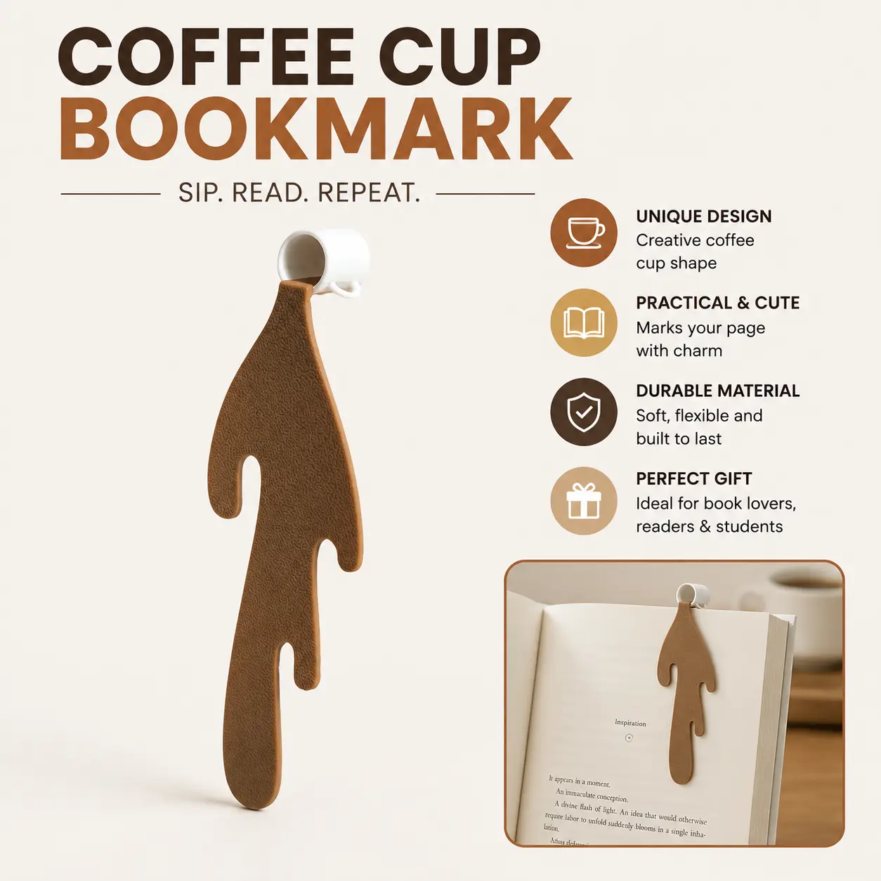 Coffee Cup Shaped Bookmark – Durable Non-Electric Page Marker for Book Lovers & Coffee Enthusiasts Book Markers for Reading Book Accessories-YY0