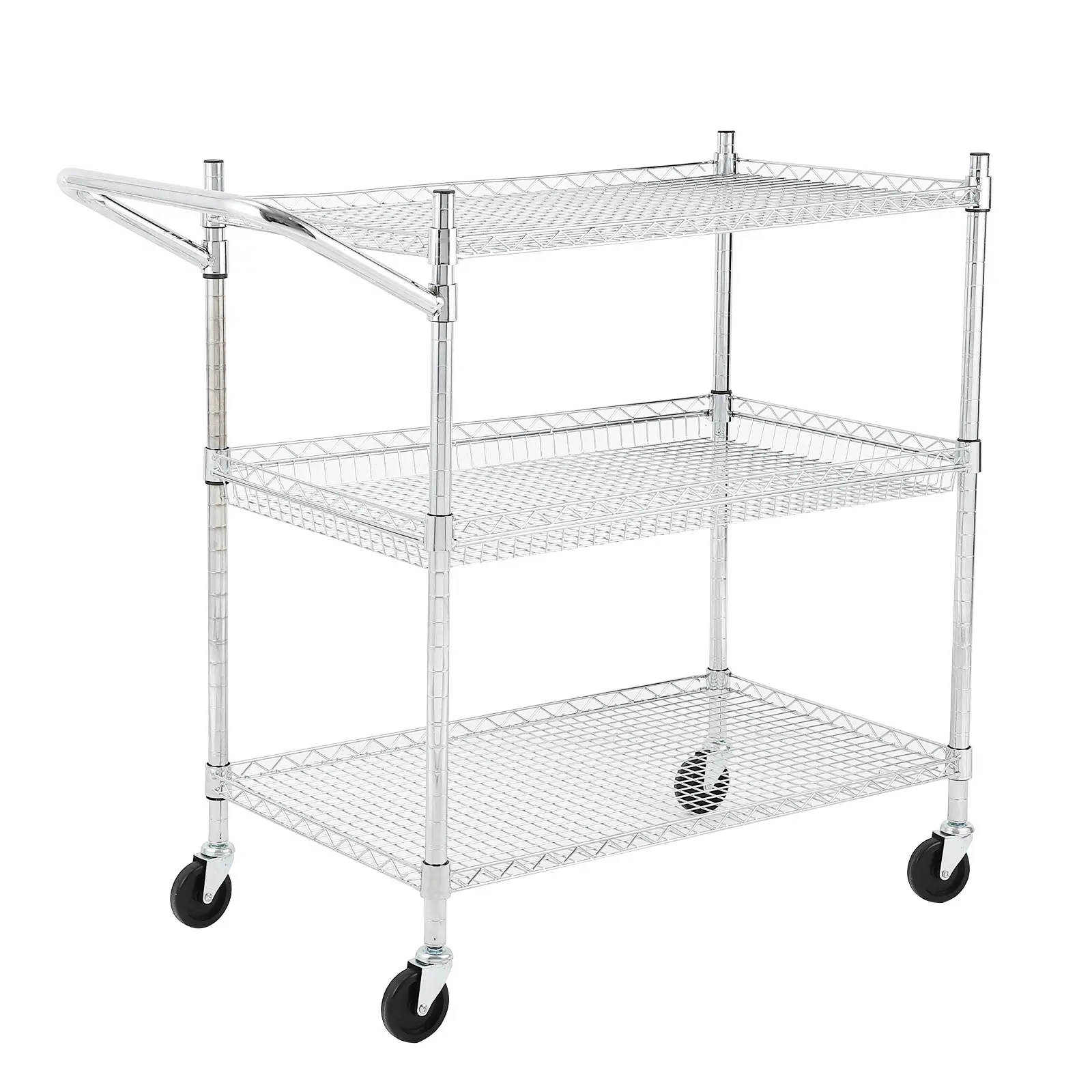 2/3 Tier Rolling Cart, 500 LB, Kitchen Utility Cart on Wheels with Storage, Metal Wire Shelving Rolling Storage Cart, Heavy Duty Kitchen Island Trolley for Kitchen, Office Organization