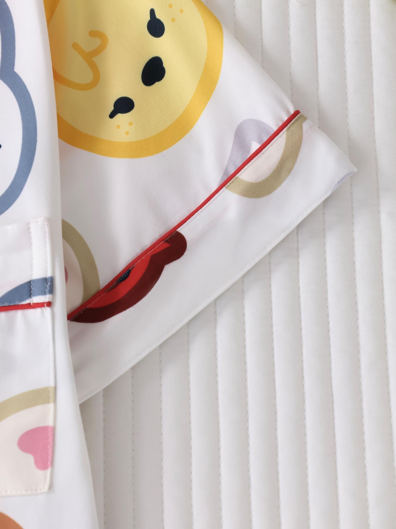 Women's Cartoon Print Short Sleeve Top & Shorts Pyjama, Casual Comfy Top & Shorts Pj Set, Ladies Sleepwear for All Seasons, Loungewear, Pajamas