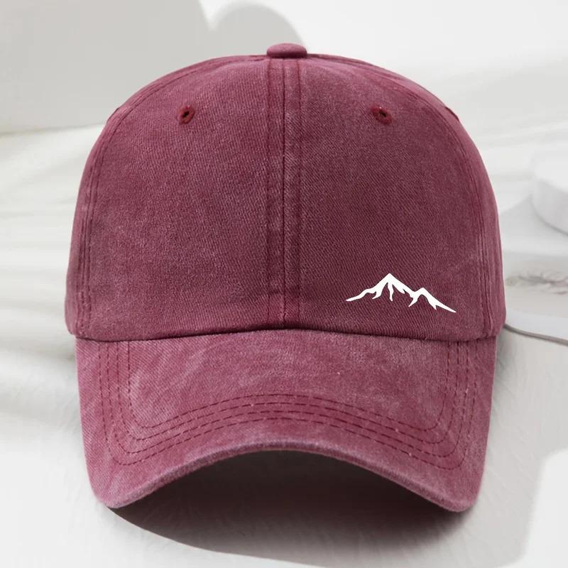 Mountain Peak Printed Washed Cap - Men's and Women's Baseball Cap - Soft Top Outdoor Mountaineering Bowler Hat
