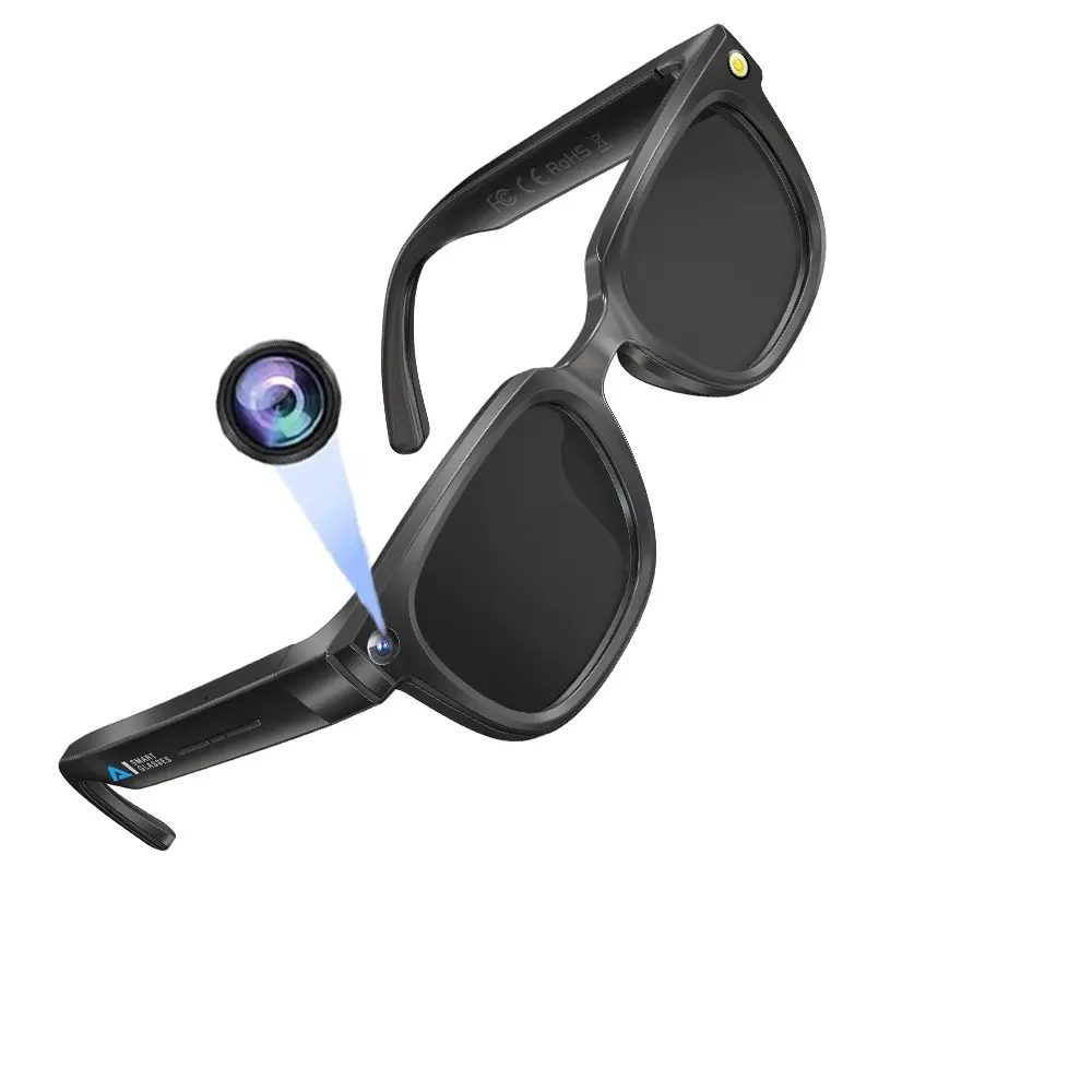 AI Smart Glasses , 8MP HD Camera, Hands-free Video Recording, 110 Degree Wide Angle Lens, 3D Stereo Sound, 290Mah 8 Hours Battery Life Daily Use,  AI Video Translation, Bluetooth Call, Music Control, Smart Sunglasses With Camera