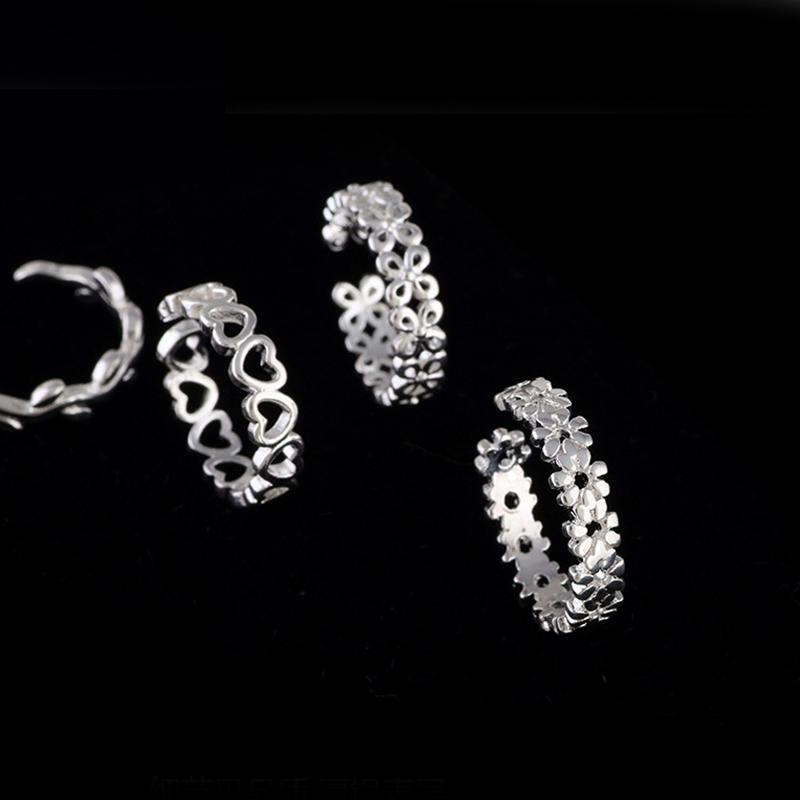 Toe Rings Set for Women - 6 Pcs Stackable Open Toe Ring Adjustable Vintage Knuckle Ring Bohemian Summer Beach Foot Tail Rings