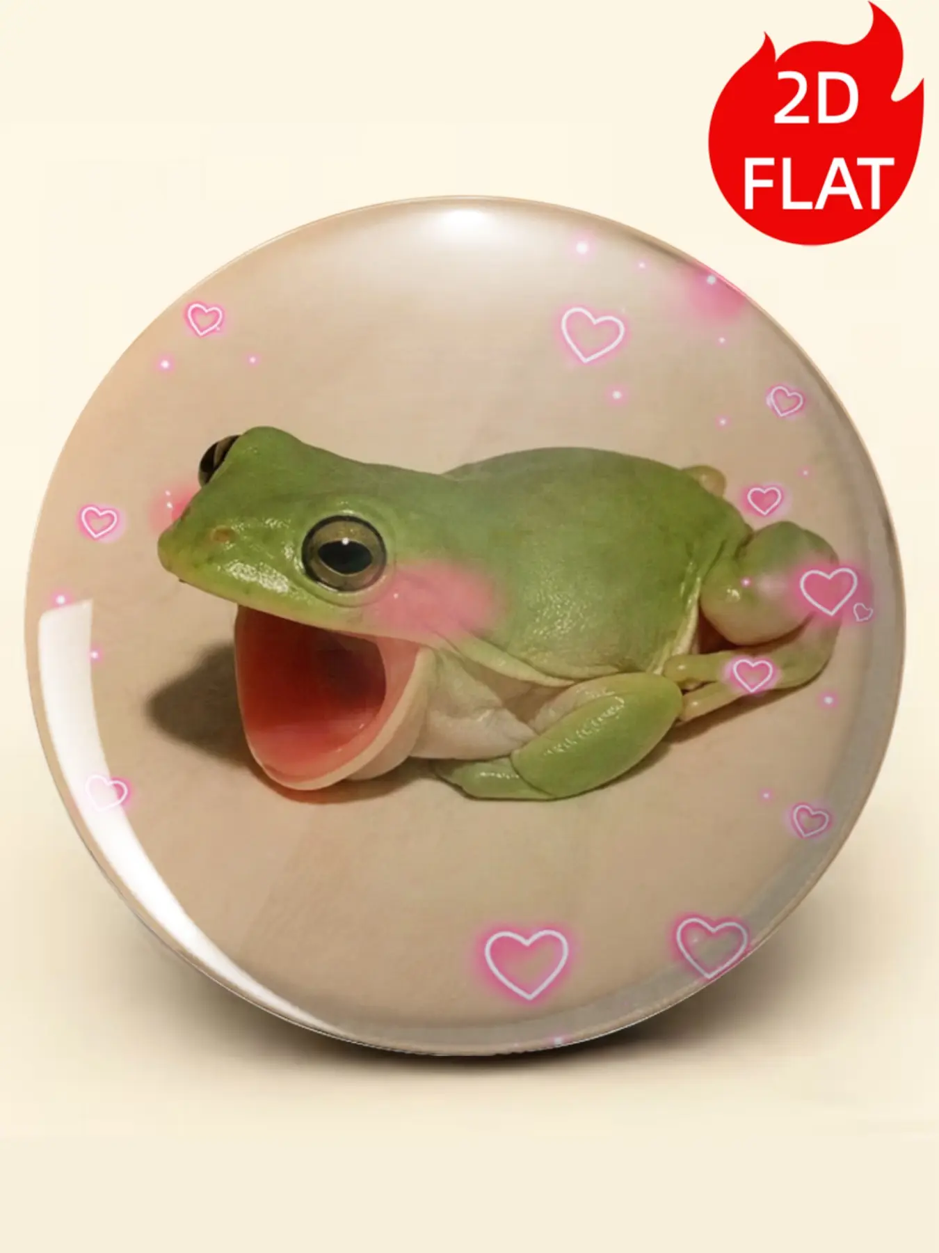 Tree Frog Badge, Heart Design, Cute Cartoon Style, 2D Flat Pin, Healing Frog Brooch, Funny Animal Gift, All Seasons