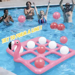 Flamingo Nine-Grid Inflatable Throwing Game – PVC Summer Pool & Yard Party Prop, Interactive Fun for Adults & Party Lovers, USA Summer Vibe