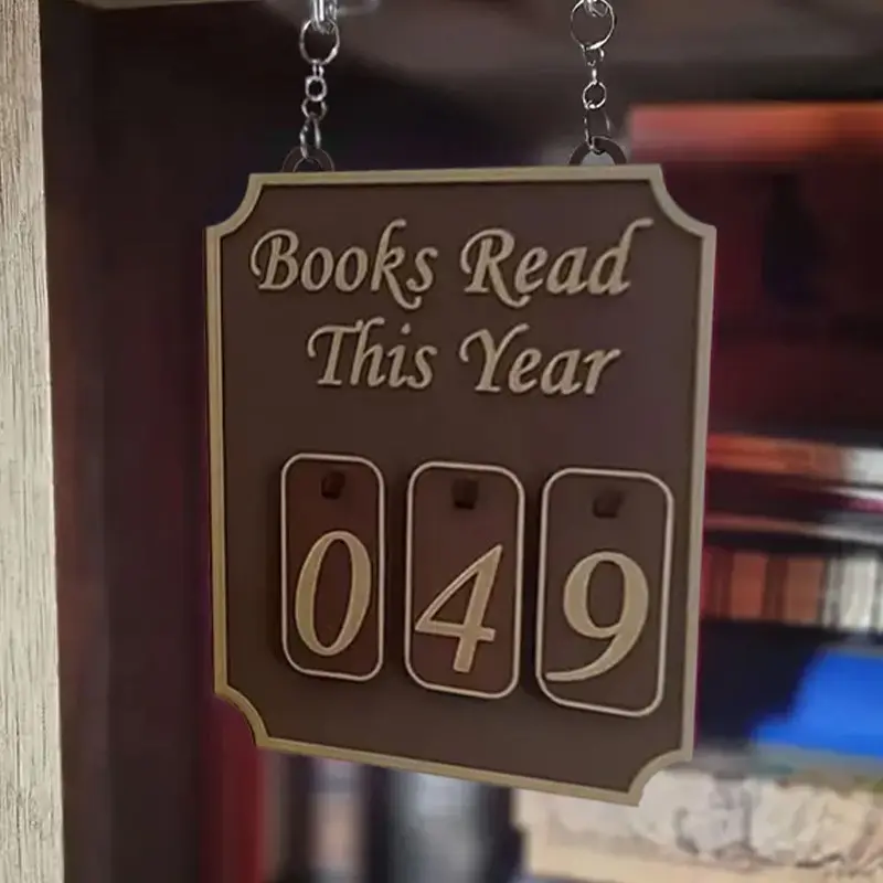 Vintage Reading Counter Decorative Hanging Sign, Track Up to 999 Books, Bookshelf Shelf Decoration, Essential for Book Lovers, Hanging Decorations