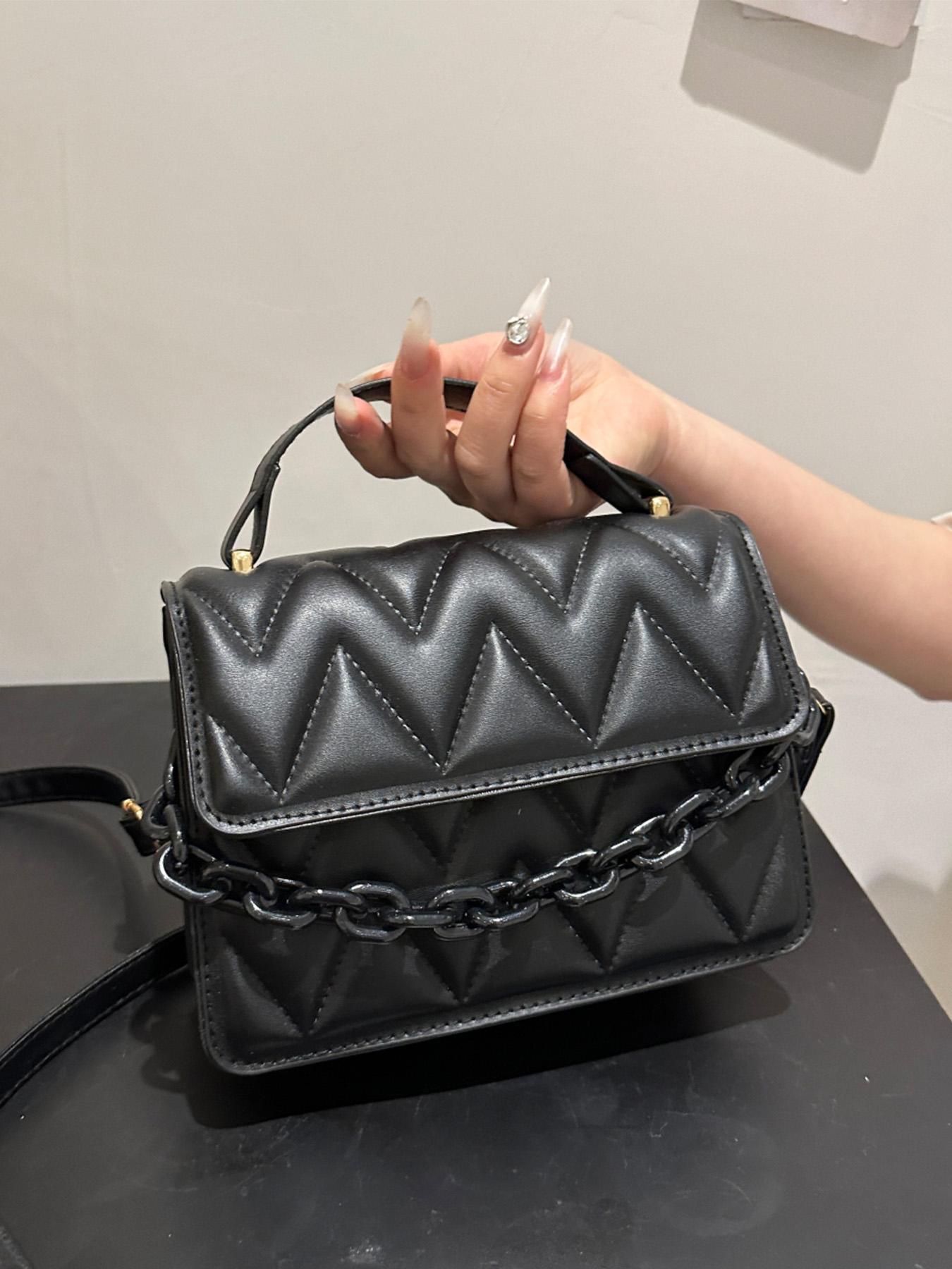 Women's Fashionable Quilted Design Handbag, Casual Versatile Chain Strap Crossbody Bag for Daily Used, Trendy All-match Commuter Bag