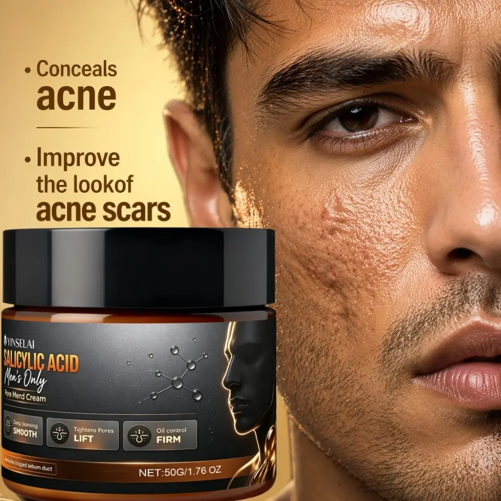 Salicylic Acid Face Cream for Men – Pore Minimizer & Oil Control, Deep Cleansing Smooth Lift Firm Moisturizer 50g