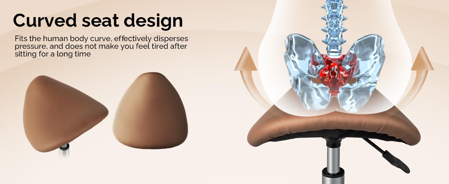 OmySalon Adjustable Saddle Stool with Footrest, Hydraulic Rolling Salon Chair, 360° Swivel Wheels Ergonomic Stool for Hair Stylists, Tattoo Artists, Office, Spa, Massage, Dental