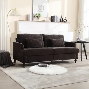 Modern Chenille Loveseat Sofa 2-Seat Upholstered Cozy Mid Century Loveseat Sofa with Pillows for Living Room, Comfy Side Reading Lounge Couch for Bedroom Club Office Apartment