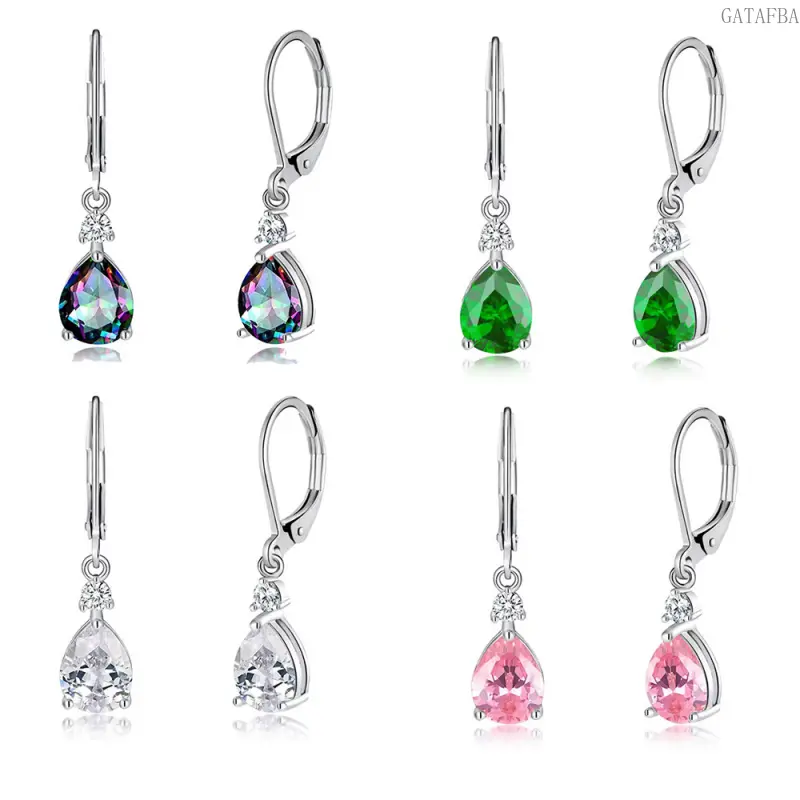 Women's Stylish Zircon Tassel Teardrop Hook Dangling Earrings - Elegant Luxury Long Jewelry for Daily, Party Wear (Sports & Outdoor Outfit Accessory)