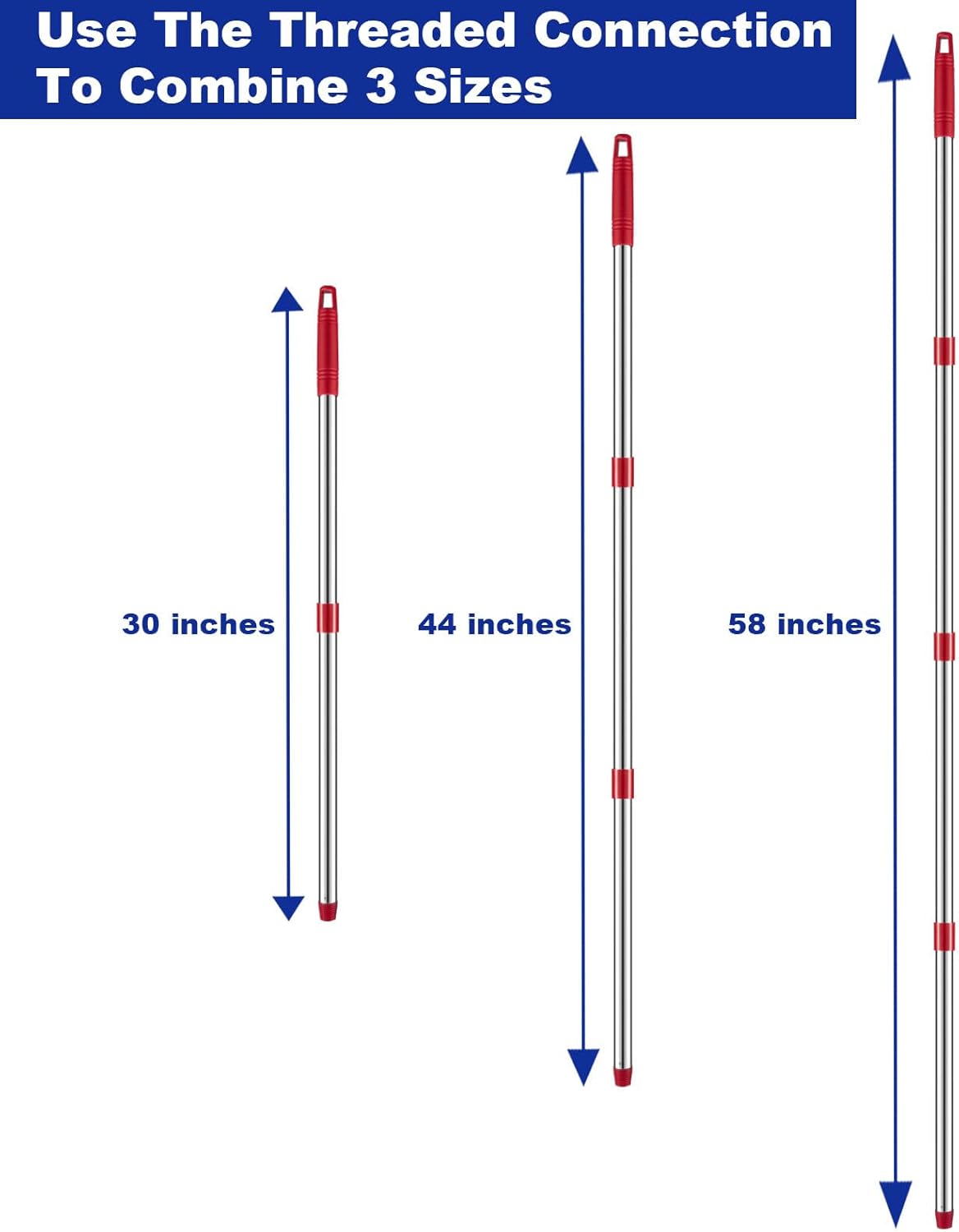 Spin Mop Replacement Handle Compatible with O Cedar Mop Replace  Base, 4-Section 2.5-to-5 Foot Mop Stick,  Screw (Mop Base&Refill not Included)
