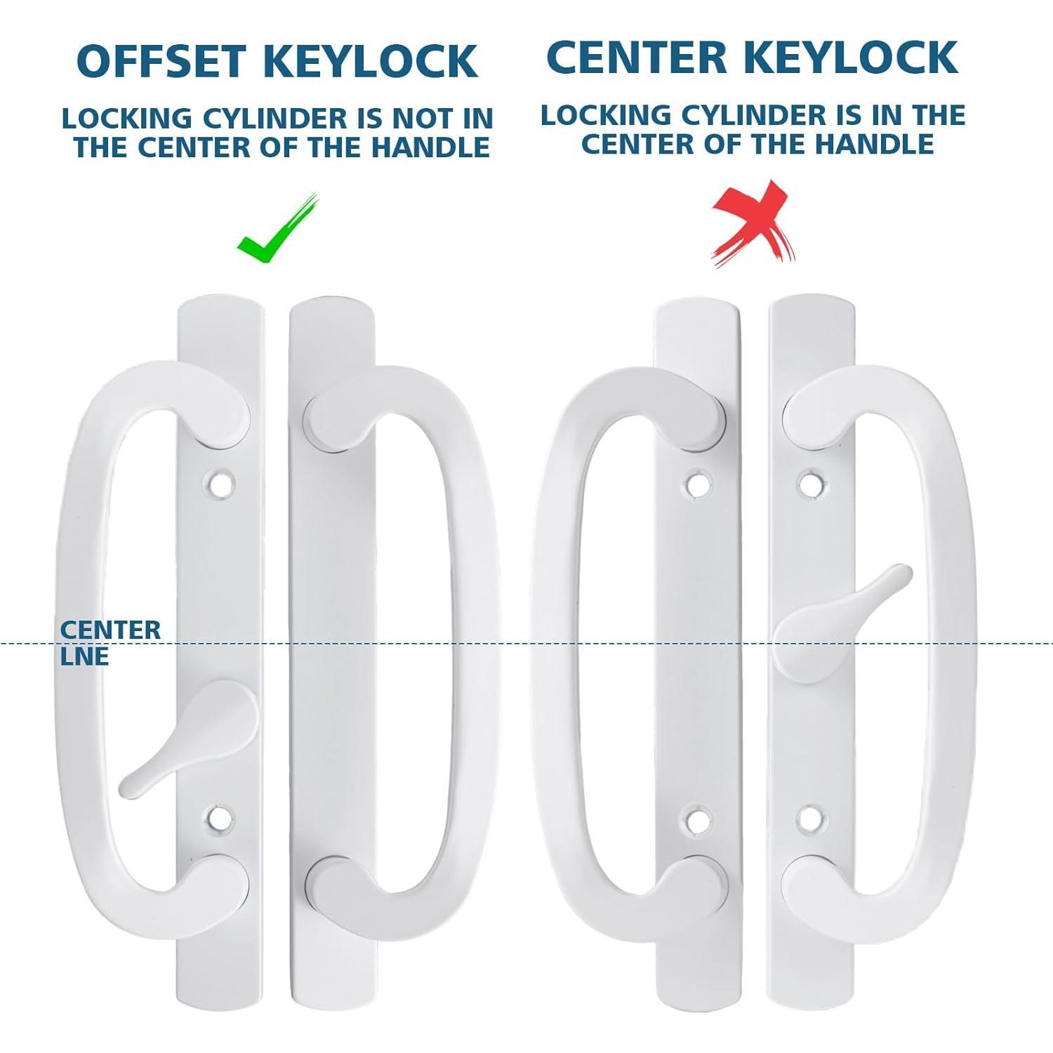 Sliding Patio Door Handleset, 45? Keyway, 3-15/16