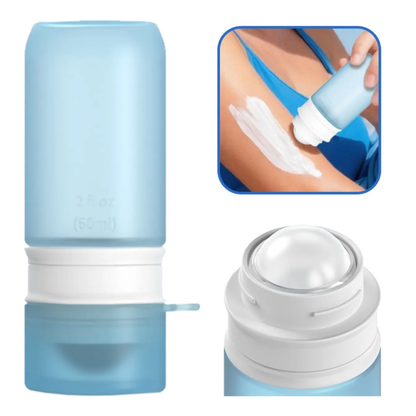Refillable Roller Ball Empty Applicator Bottles, Portable Back Sunscreen Container for Family Adults, Travel Size Lotion Storage Vessel for Summer Beach & Vacation Essentials
