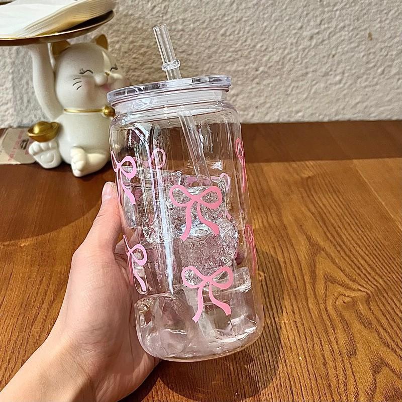 Bow Pattern Water Bottle, 1 Count Water Cup with Lid & Straw, Drinking Cup for Tea, Juice, Milk, Drinkware for Office, Restaurant, Classroom, Picnic, Party, Funny Dad Tumbler