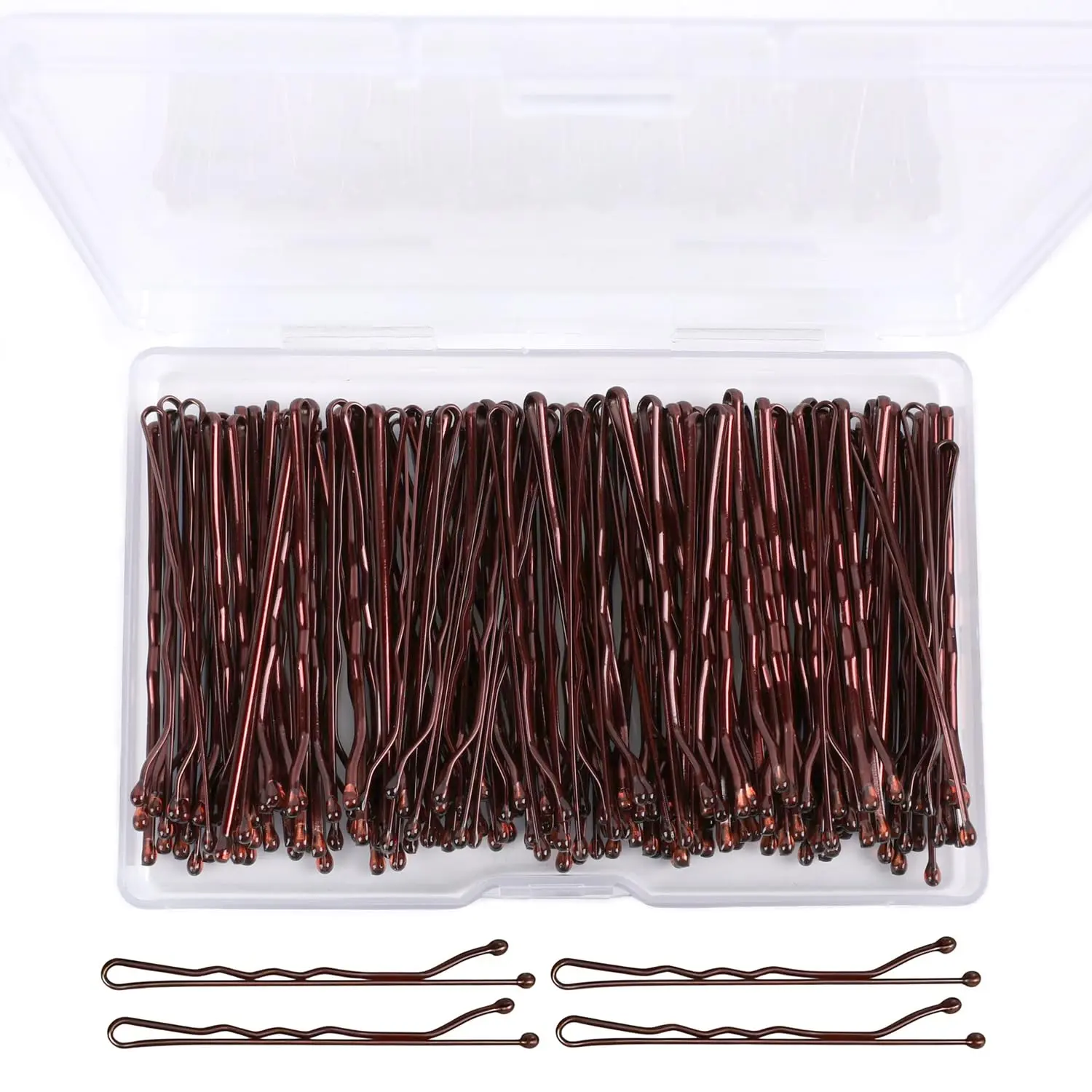 100 count Bobby Pins Brown, Hair Pins Kit for Women Girls ,  Wavy Brown Bobby Pins Hair Clips with Storage Box,Suitable for  Hair Types (2inch)