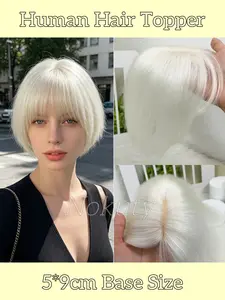Real Human Hair Frontal Wig with Bangs, Natural Straight Hair Piece with 3D Bangs and Weft, Perfect for Baldness and Thin Hair Coverage