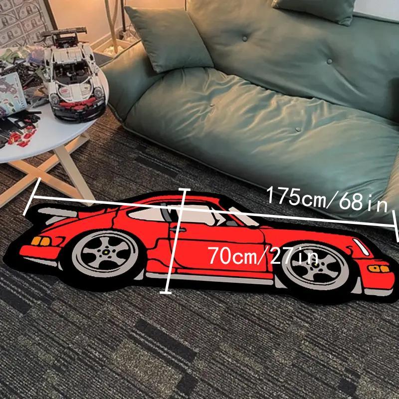 Cartoon Car Print Carpet Rug, Thickened Faux Cashmere Carpet, Area Rug, Room Decor Rugs, Bedroom Bedside Floor Mat, Home Decor, Bedroom Accessories, Rugs for Living Room, Christmas Gift Ideas, Stocking Stuffers, Bedroom Carpet, Cartoon Pattern Rug
