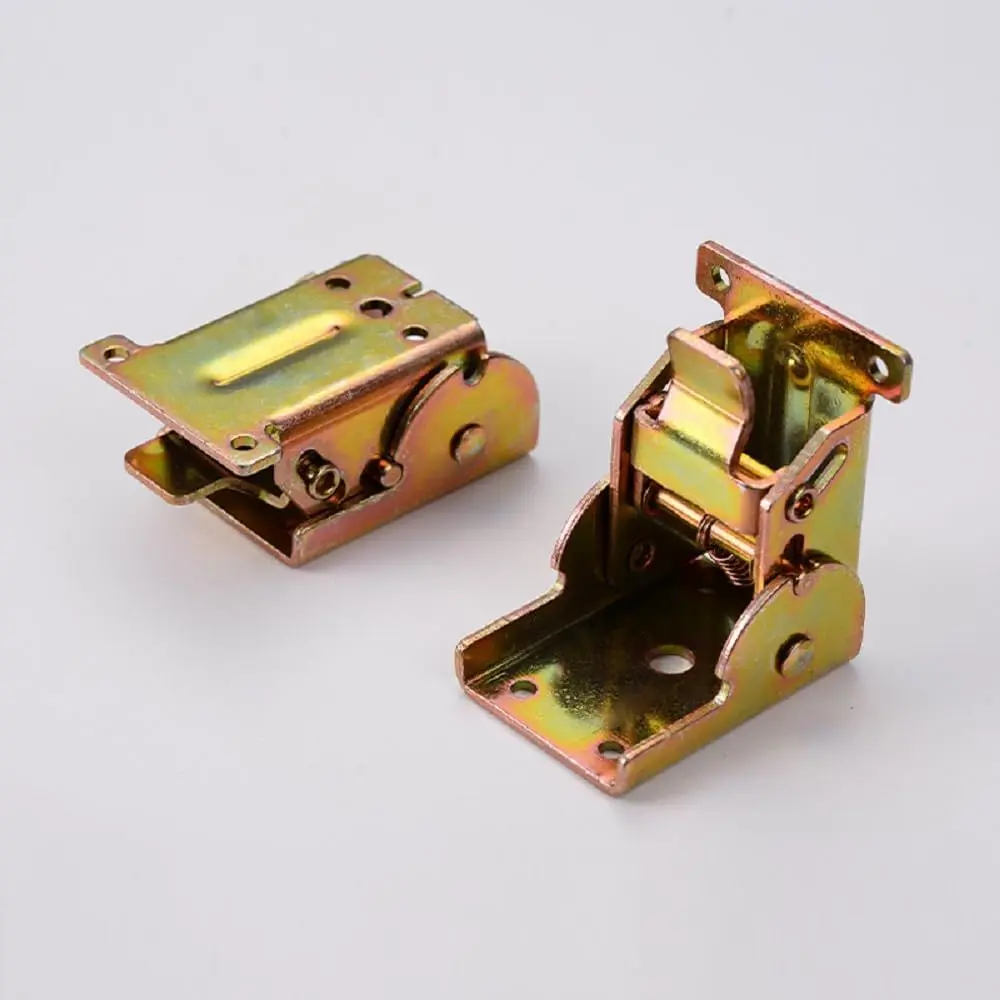 2 Pack 90  self-Locking Folding Hinge Lock Steel Foldable Bracket  Hinge for Extension Brackets of Table  Bed  and workbenches