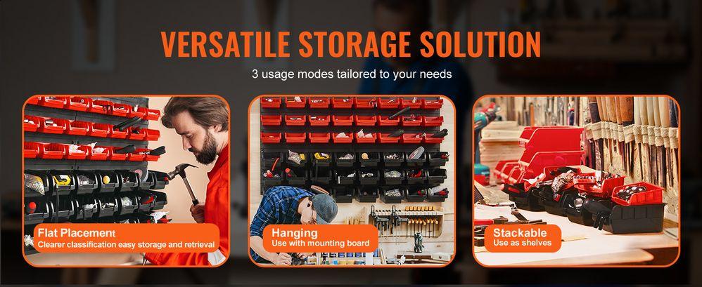 Wall Mounted Storage Bins, 48-Bin Parts Rack Organizer Garage Plastic Shop Tool with Wall Panels, Tool Organizer for Nuts, Bolts, Screws, Nails, Beads, Buttons, Other Small Parts, Black and Red Wall Mounted Storage Bins, 48-Bin Parts Rack Organizer Garage Plastic Shop Tool with Wall Panels, Tool Organizer for Nuts, Bolts, Screws, Nails, Beads, Buttons, Other Small Parts, Black and Red