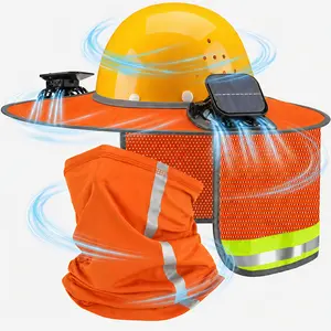 1 Set Sun Hard Hat Shade Outdoor Full Brim Hard Hat Sun Visor with Solar Fans and Neck Sunshade Cover High Visibility Full Brim Mesh with Reflective Strip suitable for Constractionworker Gardening Father's Day Gift Summer Protection Accessories
