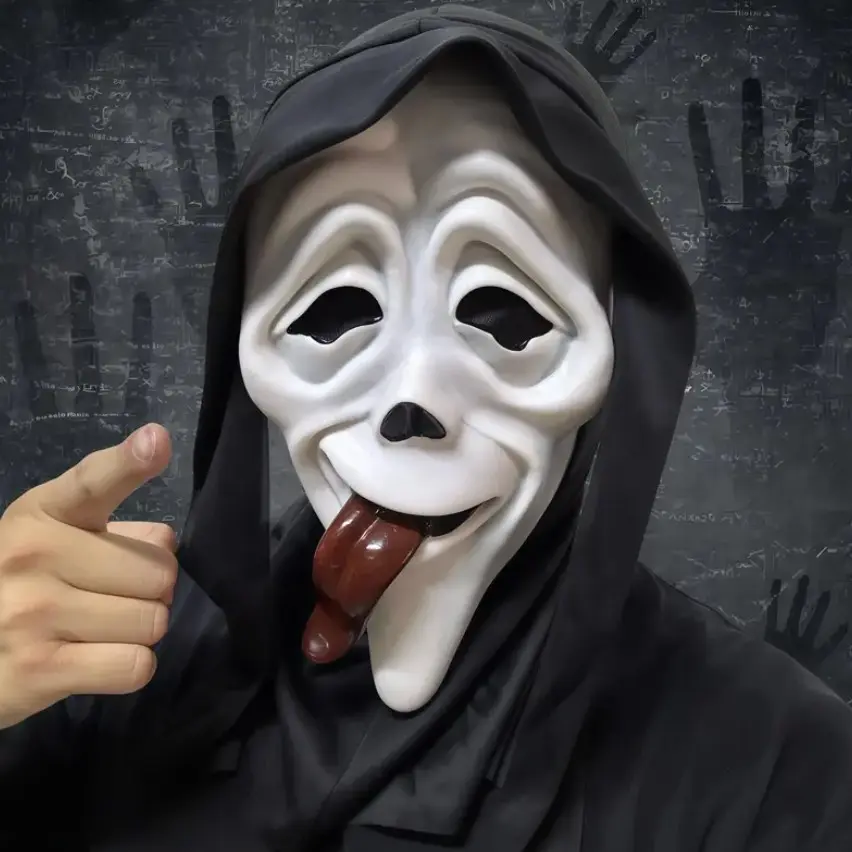1Pc Ghost Mask, Scary Movie Character Headgear, Spooky, Party Props, Party Photo Prop, Halloween Pranks Accessory, Role play Decor, Party Event Props, Mask Design, Party Face Masks