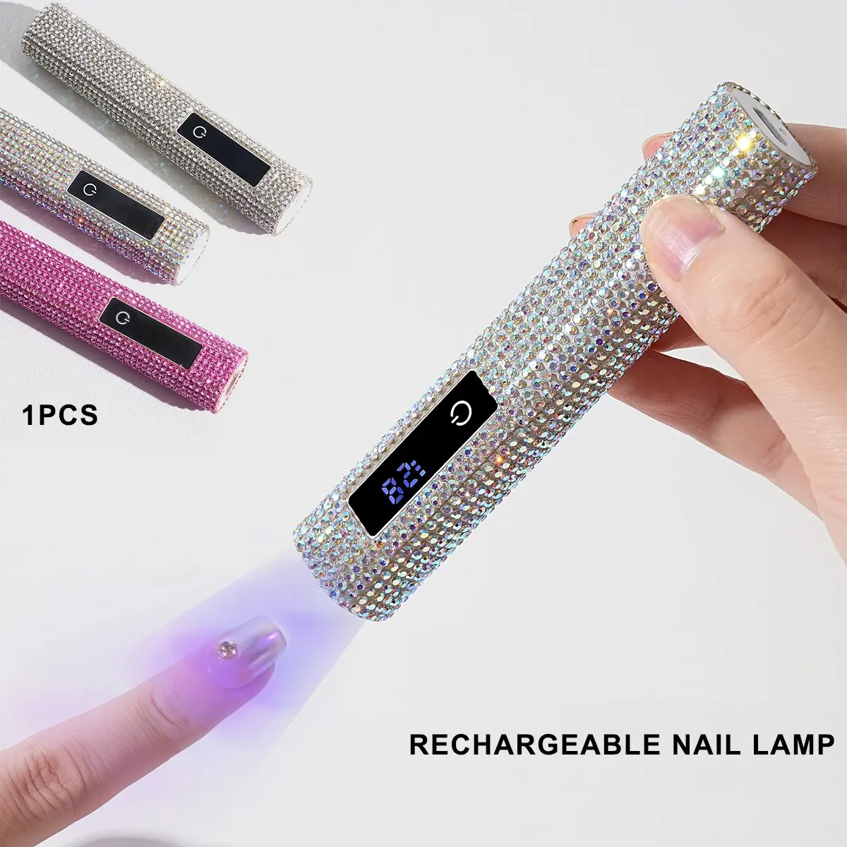 USB Portable LED Nail Lamp, Quick-Dry Gel UV Nail Light, Gel Nail Dryer, Nail Curing Light, Rechargeable with 180mAh Battery, LCD Display, Touch Screen, DIY Manicure, for Fingers & Toes, Nail Art Manicure, Gel UV Light for Nails