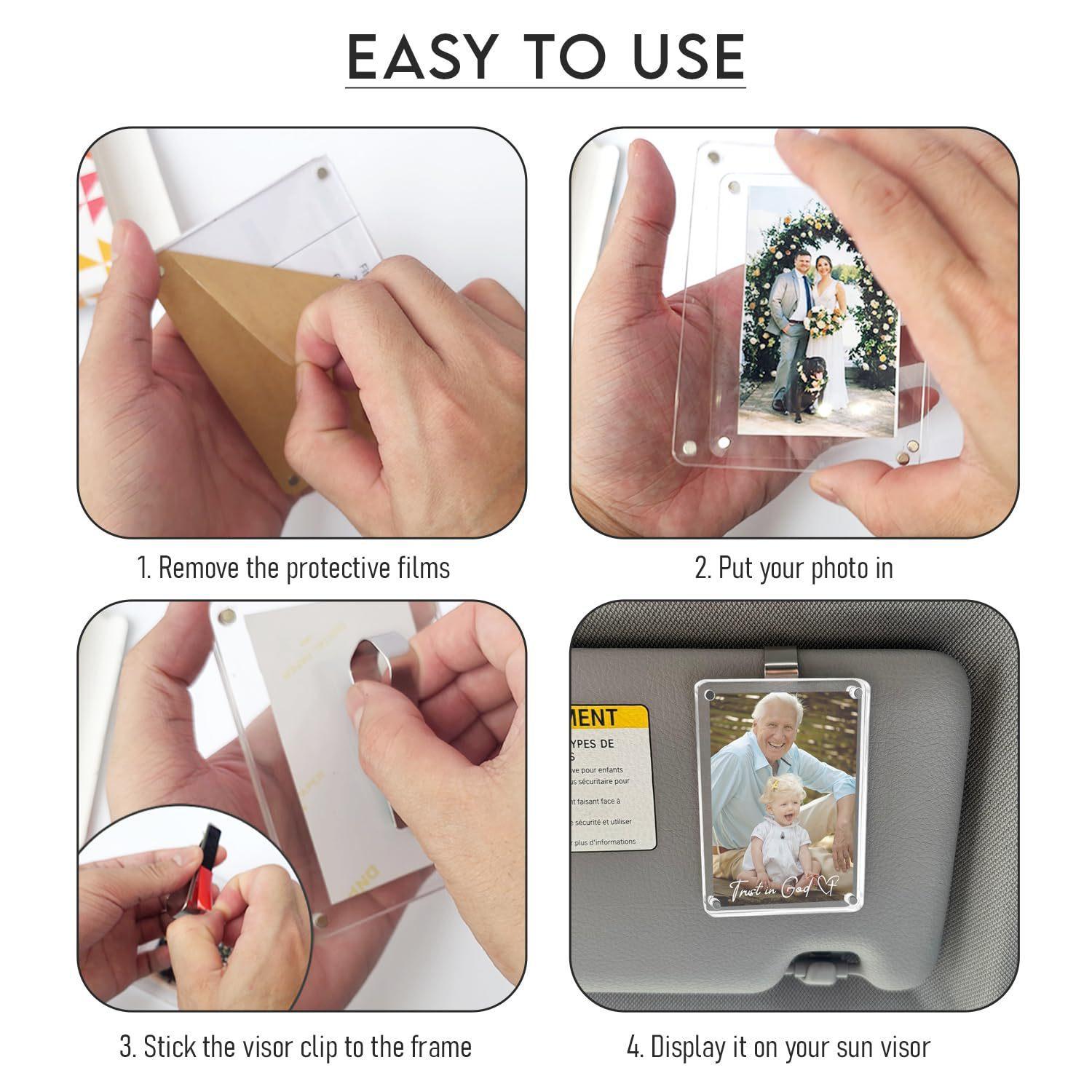 Personalized-Acrylic Car Sun Visor Photo Frame Clip, Wallet Photo Holder, Stylish Automotive Accessory, Unique Gift for Couples, Car Accessories