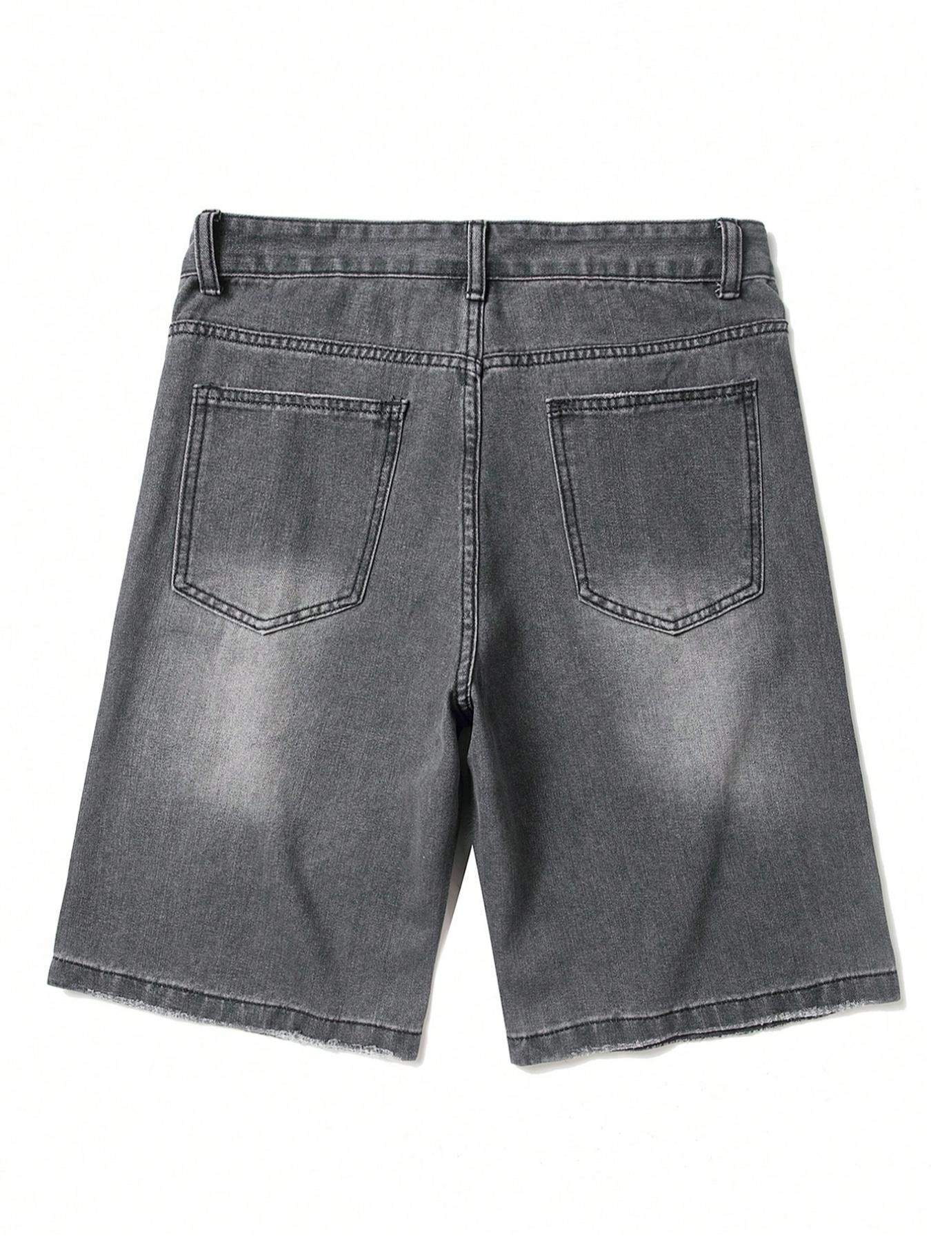 Men's Wide Leg Denim Shorts(Without Metal Chain), Denim Bermuda Shorts, Loose Street Fashion Casual Comfy Pocket Denim Shorts for Daily Wear, Woven Bottoms for All Seasons