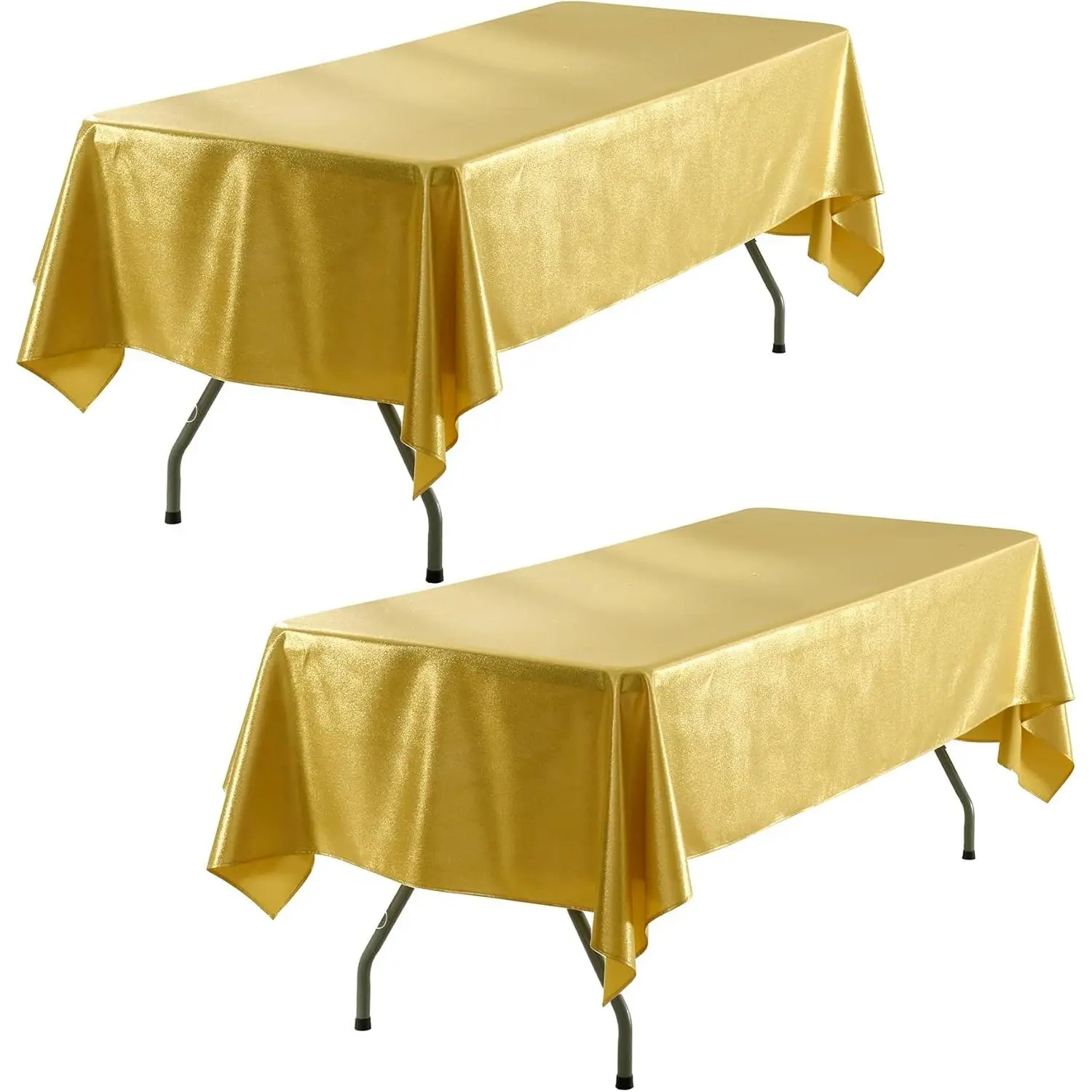 2 Pack Gold Tablecloth 60x102inch Waterproof Reusable Glitter Table Cloth for Rectangle Tables, Thick Shimmer Table Cover for Birthday Wedding Party Holiday OutdoorPicnic BBQ Table Decor